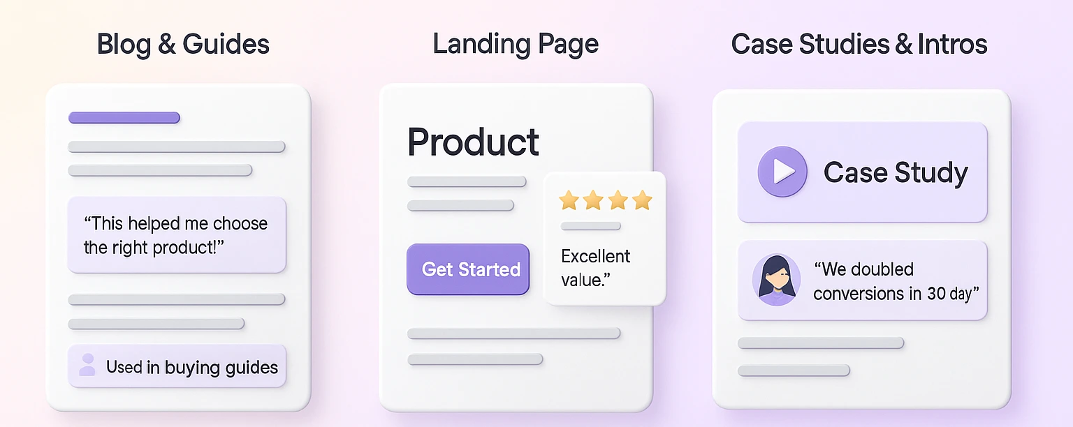 Reviews in content marketing